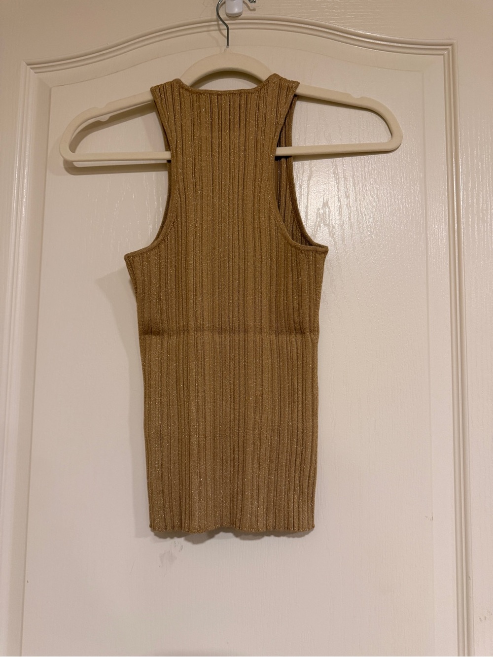 Madewell Metallic Gold Ribbed High Neck Tank Top - Picture 3 of 4